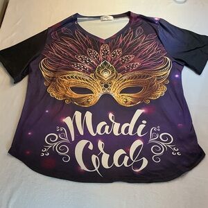 KYKU Women's Mardi Gras Tee - Purple and Gold size 2X. 0254